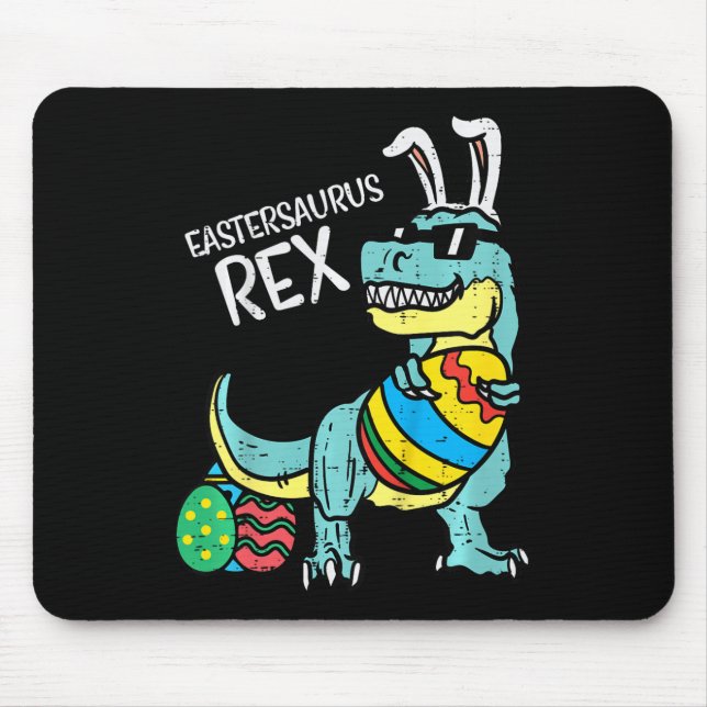 Mousepad Kids Eastersaurus Rex Páscoa Trex Bunny Menino Bo (Frente)