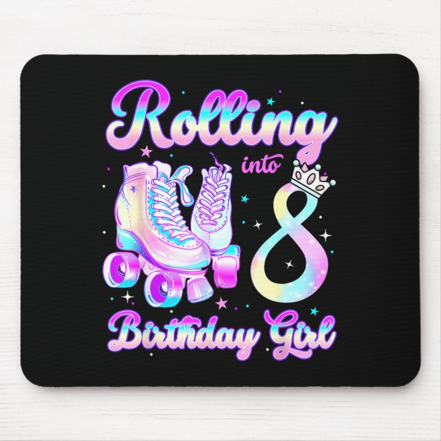 Mousepad Kids Rolling Into 8 Roller Skating 8th Birthday Gi (Frente)