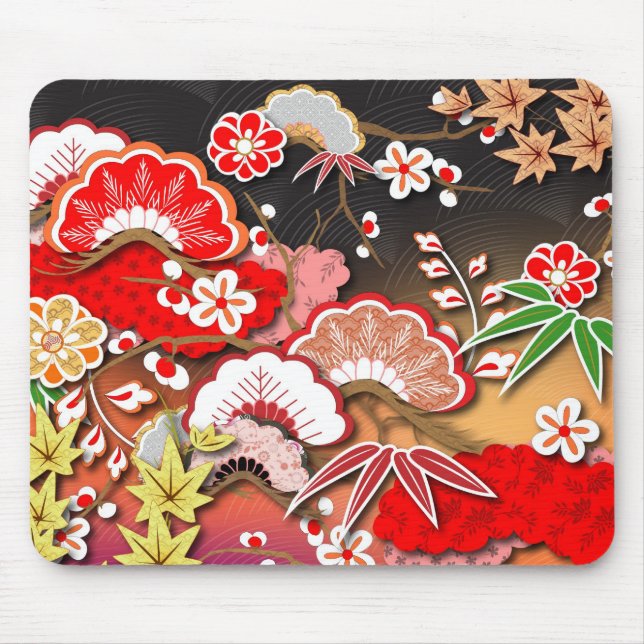 Mousepad Kimono de outono japonês elegante (Frente)
