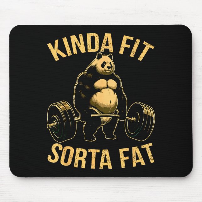 Mousepad Kinda Fit Sorta Fat Funny Gym Panda Weightlifting  (Frente)
