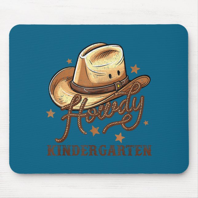 Mousepad Kindergarten Teacher Rodeo Cowboy Western Howdy Ki (Frente)