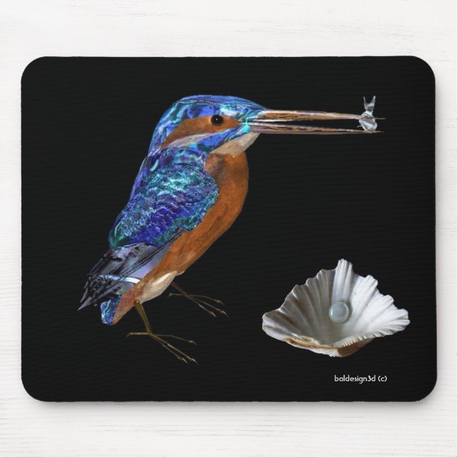 Mousepad KINGFISHER , Azul elétrico, preto (Frente)