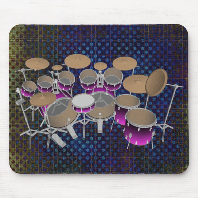 Mousepad Kit de Bateria de 10 Peças: Gradiente Violeta: Mou (Frente)