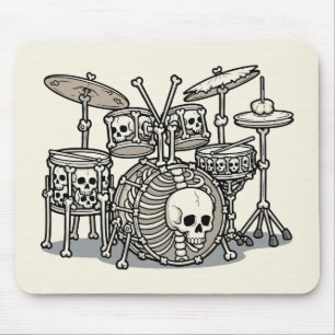 Mousepad Kit de Bateria Esqueleto Heavy Metal