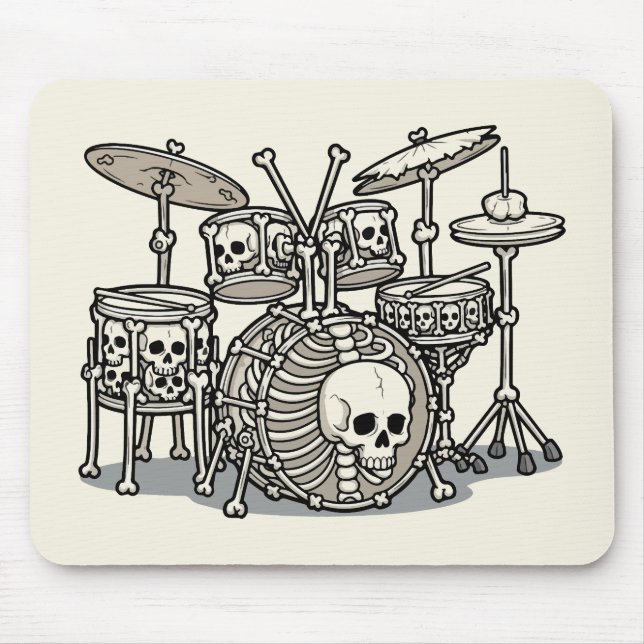 Mousepad Kit de Bateria Esqueleto Heavy Metal (Frente)
