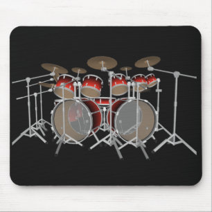 Mousepad Kit de tambor de 10 peças: Conjunto Vermelho: Bloc