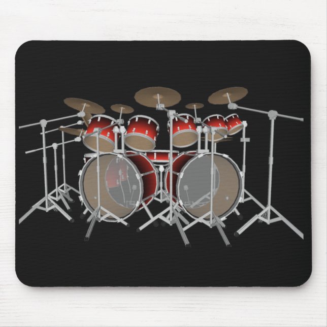 Mousepad Kit de tambor de 10 peças: Conjunto Vermelho: Bloc (Frente)