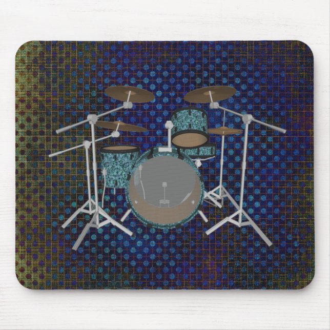 Mousepad Kit de tambor de jazz - Tambores verdes personaliz (Frente)