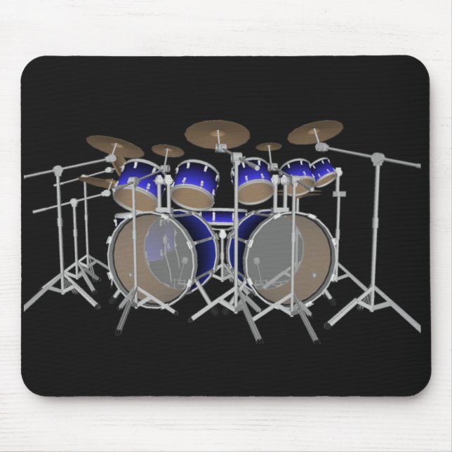 Mousepad Kit de Tambores de 10 Peças: Gradiente Azul: Mouse (Frente)