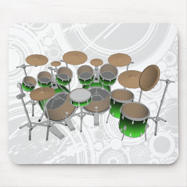 Mousepad Kit de Tambores de 10 Peças: Gradiente Verde: Mous (Frente)