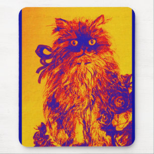 Mousepad KITTEN COM ROSAS, Cor de laranja Amarelo