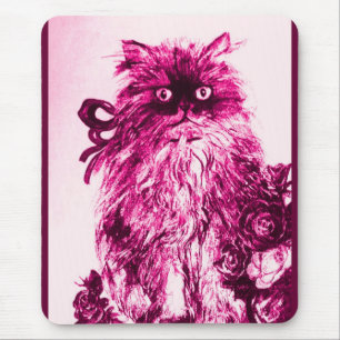 Mousepad KITTEN COM ROSAS, cor-de-rosa Branca de Fúchsia