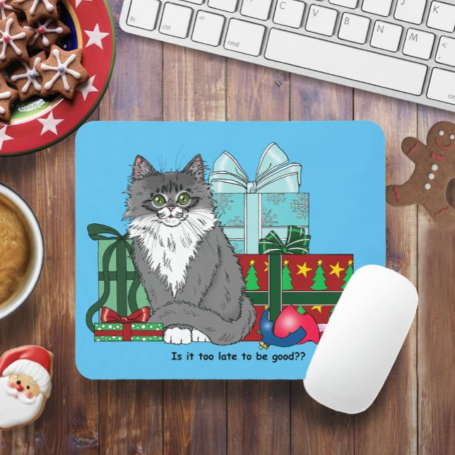 Mousepad Kitten de Natal Branco da cinza (Criador carregado)
