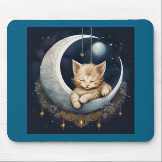 Mousepad Kitten Dormindo Em Crescent Moon Object