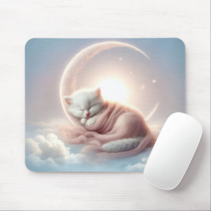 Mousepad Kitten Dormindo em uma lua crescente