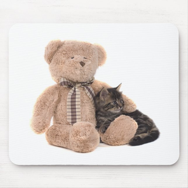 Mousepad kitten in the arms of a teddy bear (Frente)