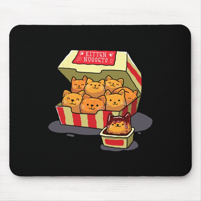 Mousepad Kitten Nuggets Comida Pun Gato Pover Gift Galinha  (Frente)