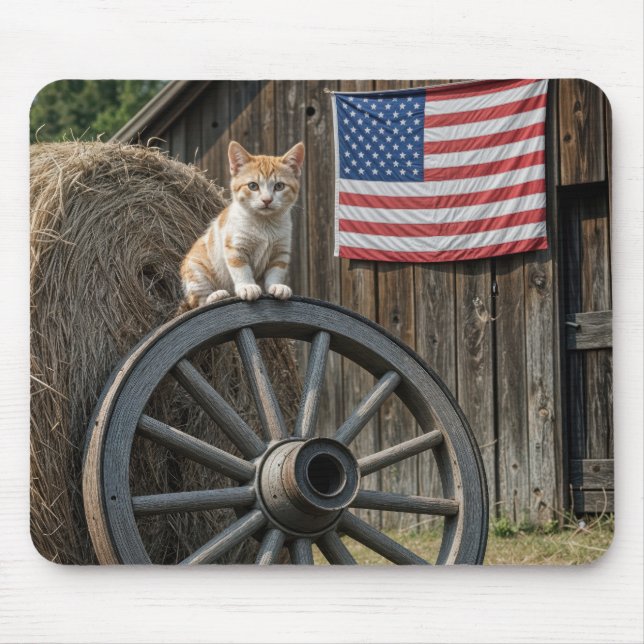 Mousepad Kitten On an Old Wagon Wheel  (Frente)