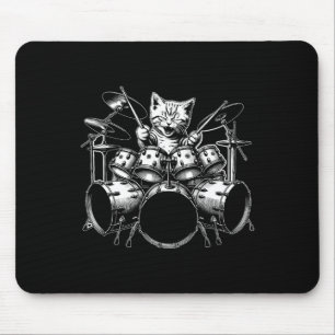 Mousepad Kitten Rock Banda Engraçado Drummer Gatinho Gato J