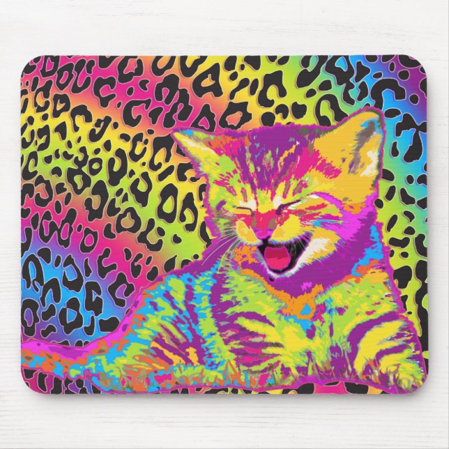 Mousepad Kitten sobre a impressão do leopardo arco-íris (Frente)