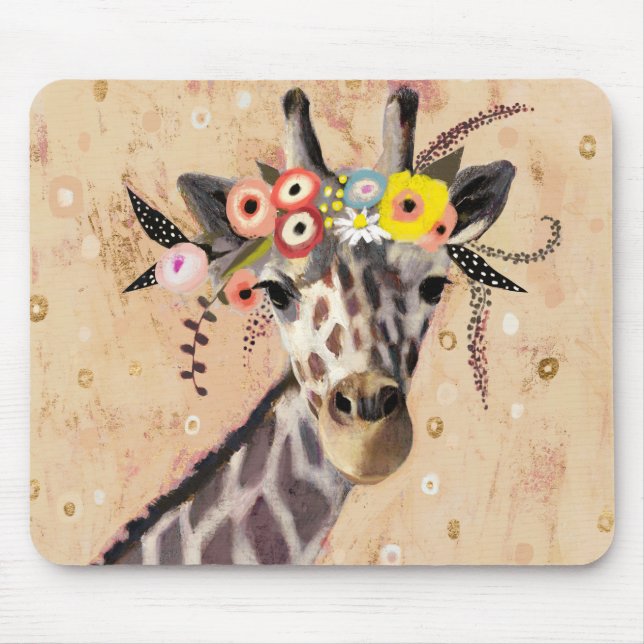 Mousepad Klimt Giraffe | Coroa De Flores (Frente)