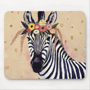 Mousepad Klimt Zebra Adornada Em Flores