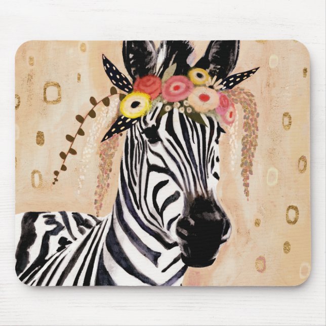 Mousepad Klimt Zebra | Coroa De Flores (Frente)