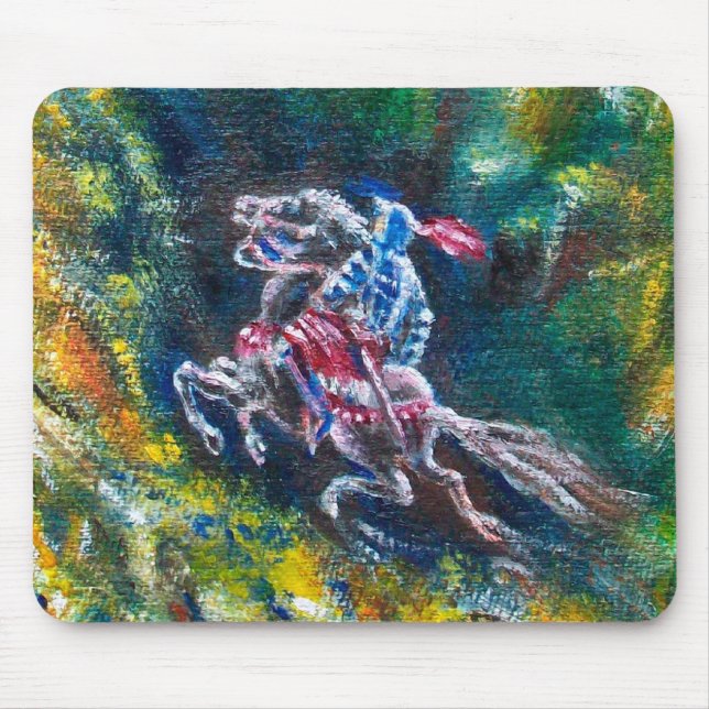MOUSEPAD KNIGHT LANCELOT, HORSE ANDANDO NA FLORESTA VERDE (Frente)