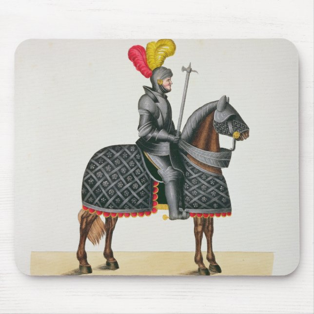 Mousepad Knight na armadura em seu cavalo, placa 'de um (Frente)