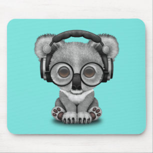 Mousepad Koala bonito do bebê que veste fones de ouvido