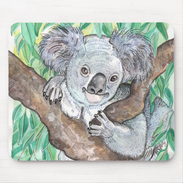 Mousepad Koala na pintura em árvore de Eucalyptus (Frente)