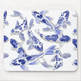 Mousepad koi azul e branco