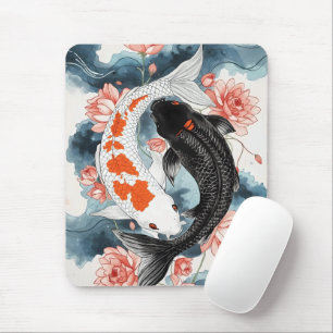 Mousepad Koi Fish Yin Yang Lotus Art
