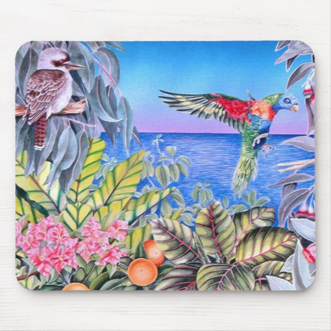 Mousepad Kookaburra e arco-íris Lorikeets (Frente)