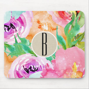 Mousepad Kraft de Aquarela Floral Colorida Moderna Brilhant