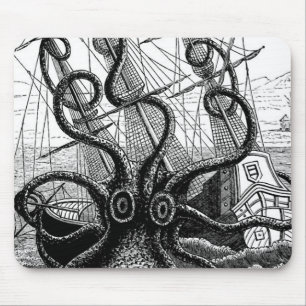 Mousepad Kraken Eatting um navio de navigação