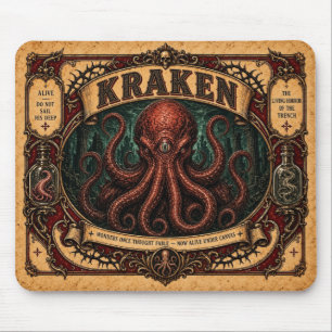 Mousepad Kraken, Monstro de Circo Vintage