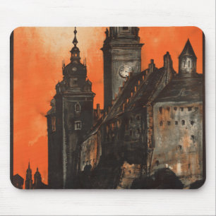 Mousepad Krakow Polônia - Poster de viagens polonês Vintage