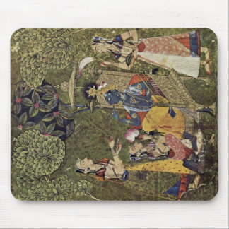 Mousepad Krishna e as meninas por Indischer Maler Um 1710 (