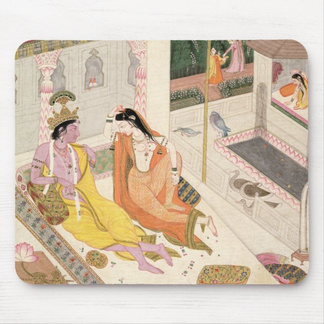 Mousepad Krishna e Radha em uma cama em um palácio do (Frente)
