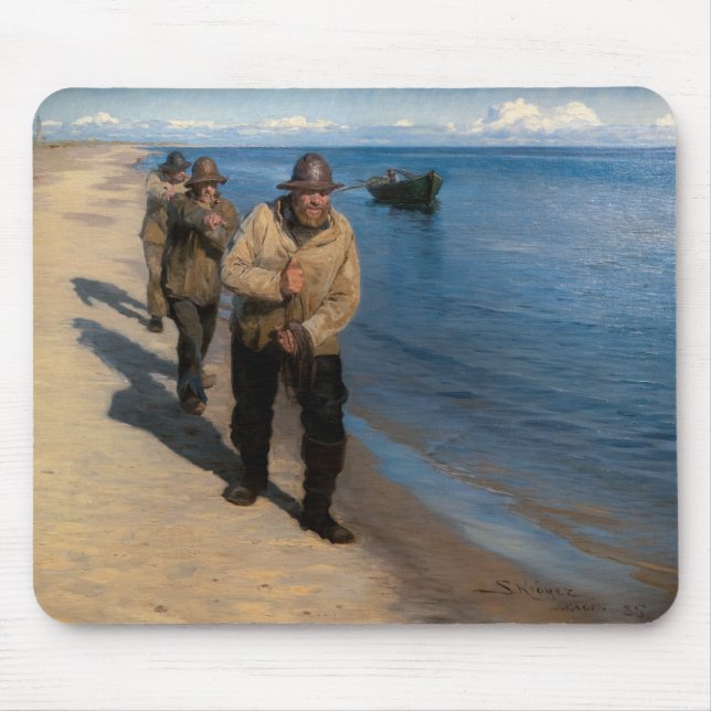 Mousepad Kroyer - Três pescadores puxando um barco (Frente)