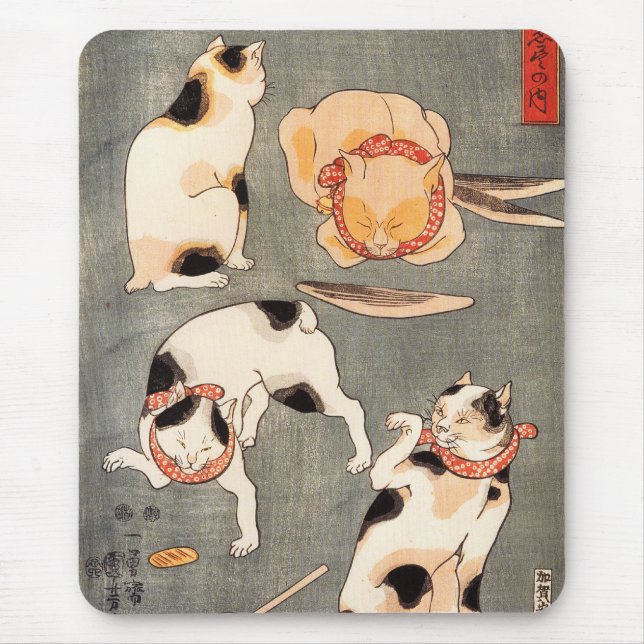 Mousepad Kuniyoshi quatro gatos (Frente)