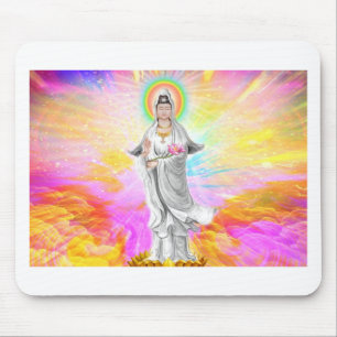 Mousepad Kwan Yin a deusa da piedade com rosa