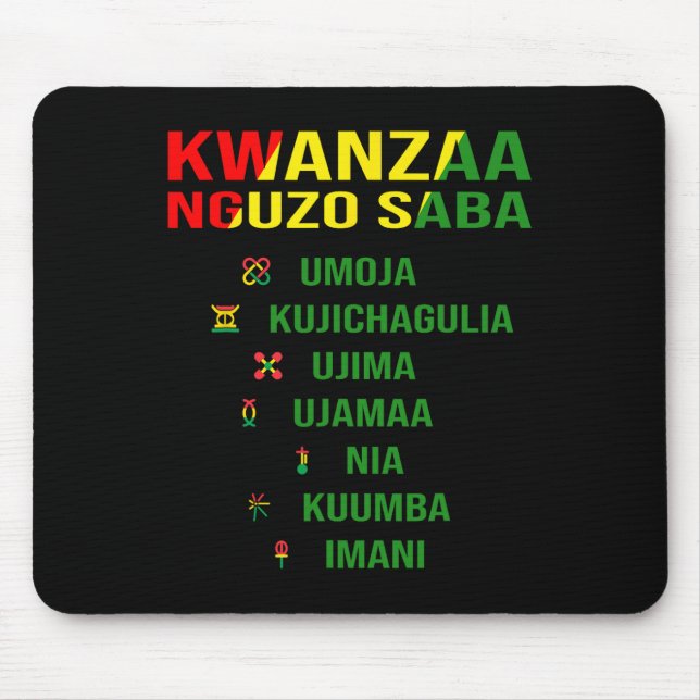 Mousepad Kwanzaa - Swahili Para Os Sete Princípios (Frente)