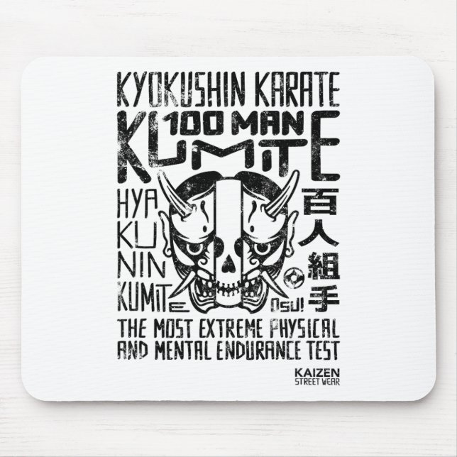 Mousepad Kyokushin Karate 100 Man Kumite - Design Negro - (Frente)