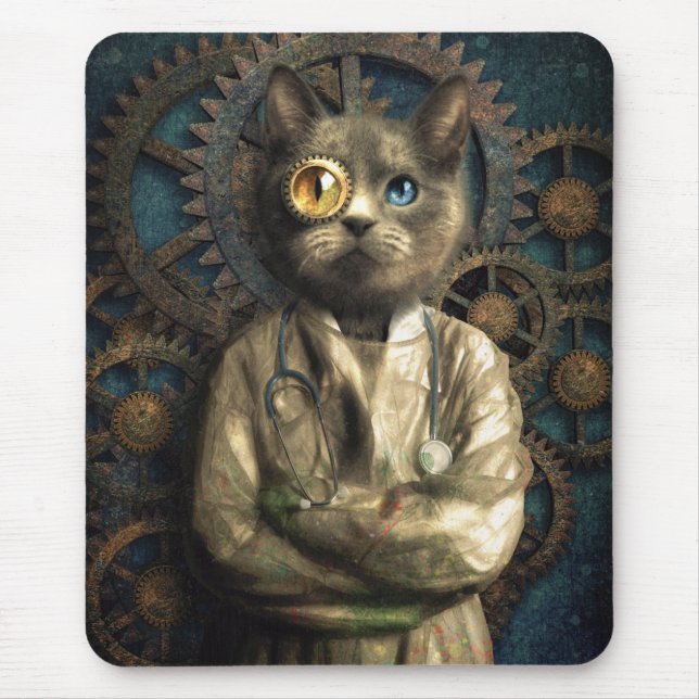 Mousepad Lab Cat Steampunk (Frente)
