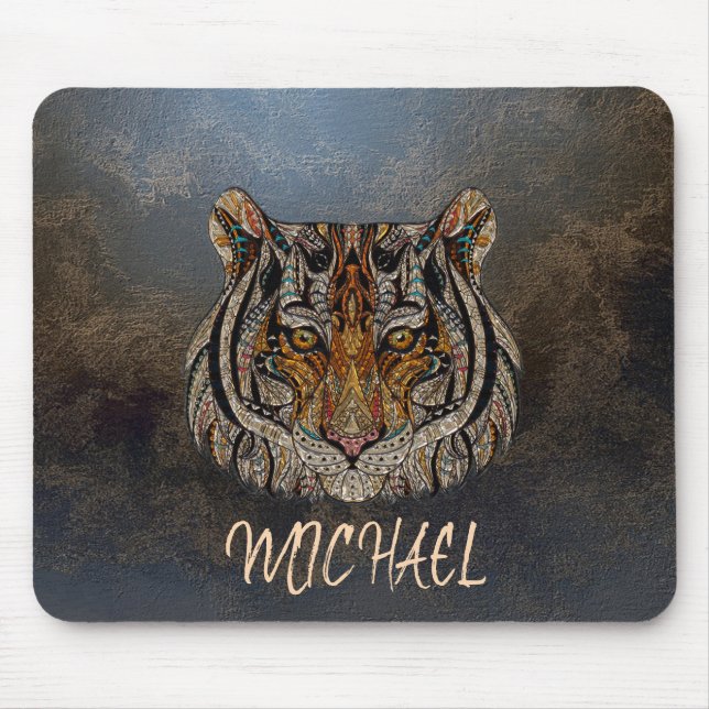 Mousepad Lábios Adoráveis, Cabeça Tiger, Couro Personalizad (Frente)