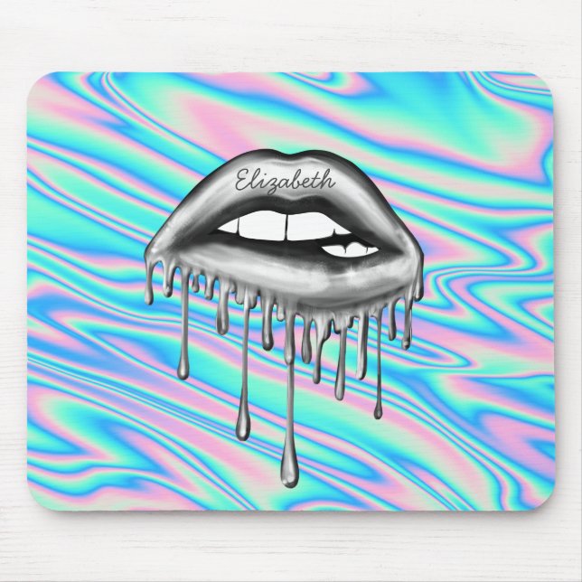 Mousepad Lábios Adoráveis e Resfriados com Brilho Metálico, (Frente)