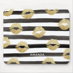 Mousepad Lábios de Brilho Dourado para Quadrinhos e Monogr