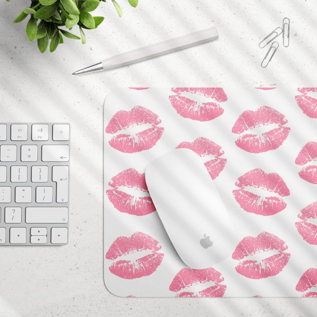 Mousepad Lábios Rosa, Padrão De Lábios, Batom Rosa, Beijo (Criador carregado)